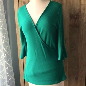 Kelly green pull over top from Anthropologie